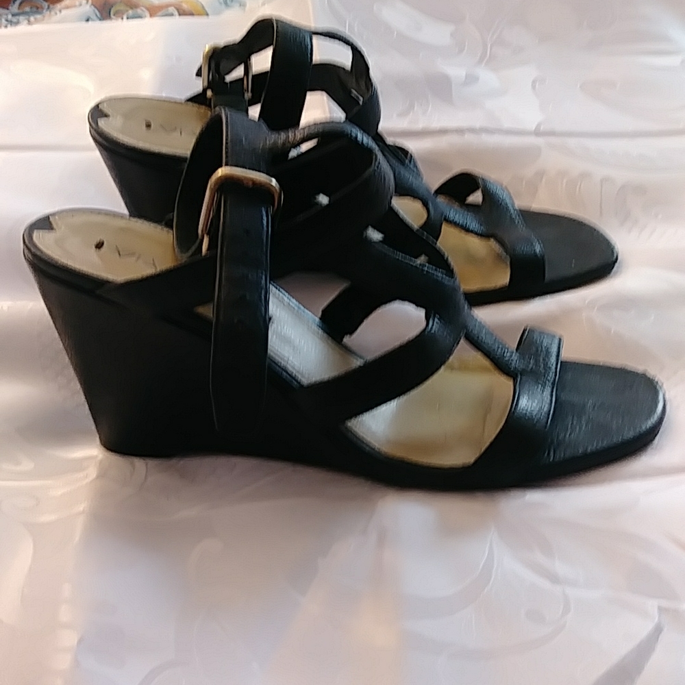 Black Via Spiga, wedge sandals, size 7